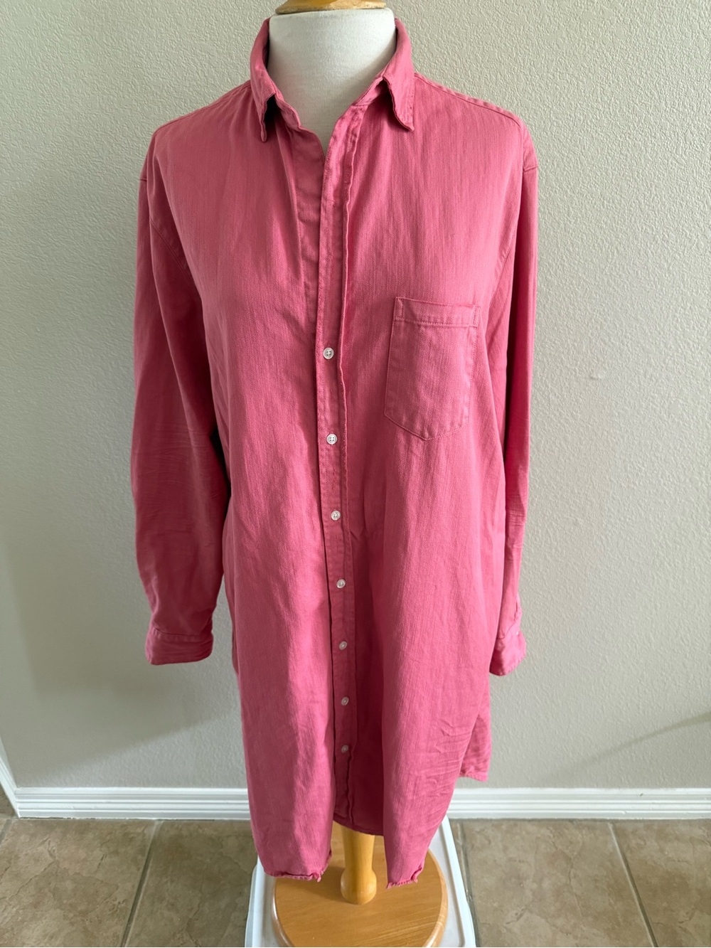 Frank And Eileen Classic Mary Shirt Dress Large Distressed Red